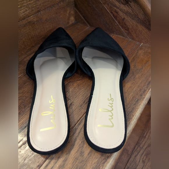 Lulu's Black Mules Size 7.5, Lorene Faux Suede Pointed-Toe - Picture 12 of 16
